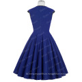 Belle Poque Stock Retro Vintage sin mangas con cuello en V Nylon-Algodón vestido de fiesta azul 50s CL008952-3